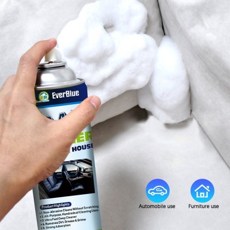 Spray nettoyant en mousse, nettoyant en mousse polyvalent pour voiture et maison, Spray de 650ml
     