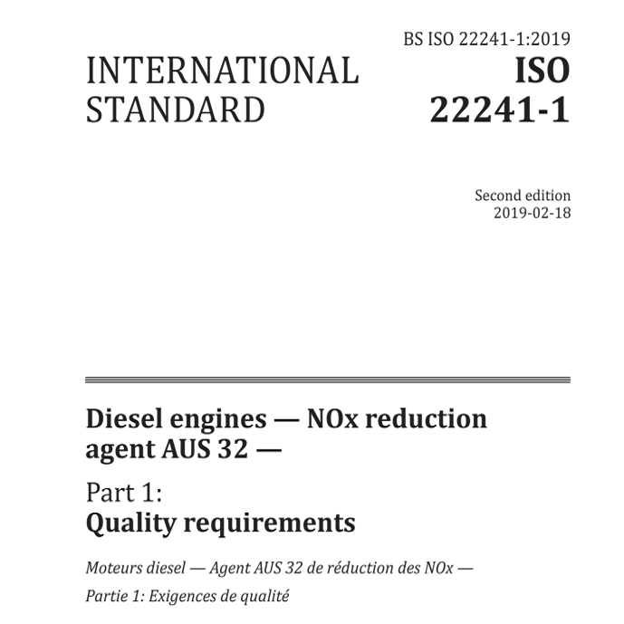 Norme internationale ISO 22241 pour les moteurs diesel-agent de réduction des NOx AUS32
